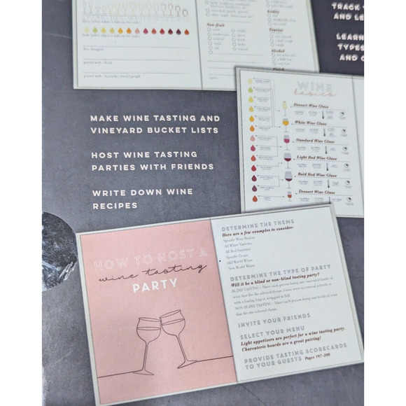 Wine Tasting Journal & Wine Glass Charms Set for Wine Tasting & Parties 6 Charms - Picture 6 of 8